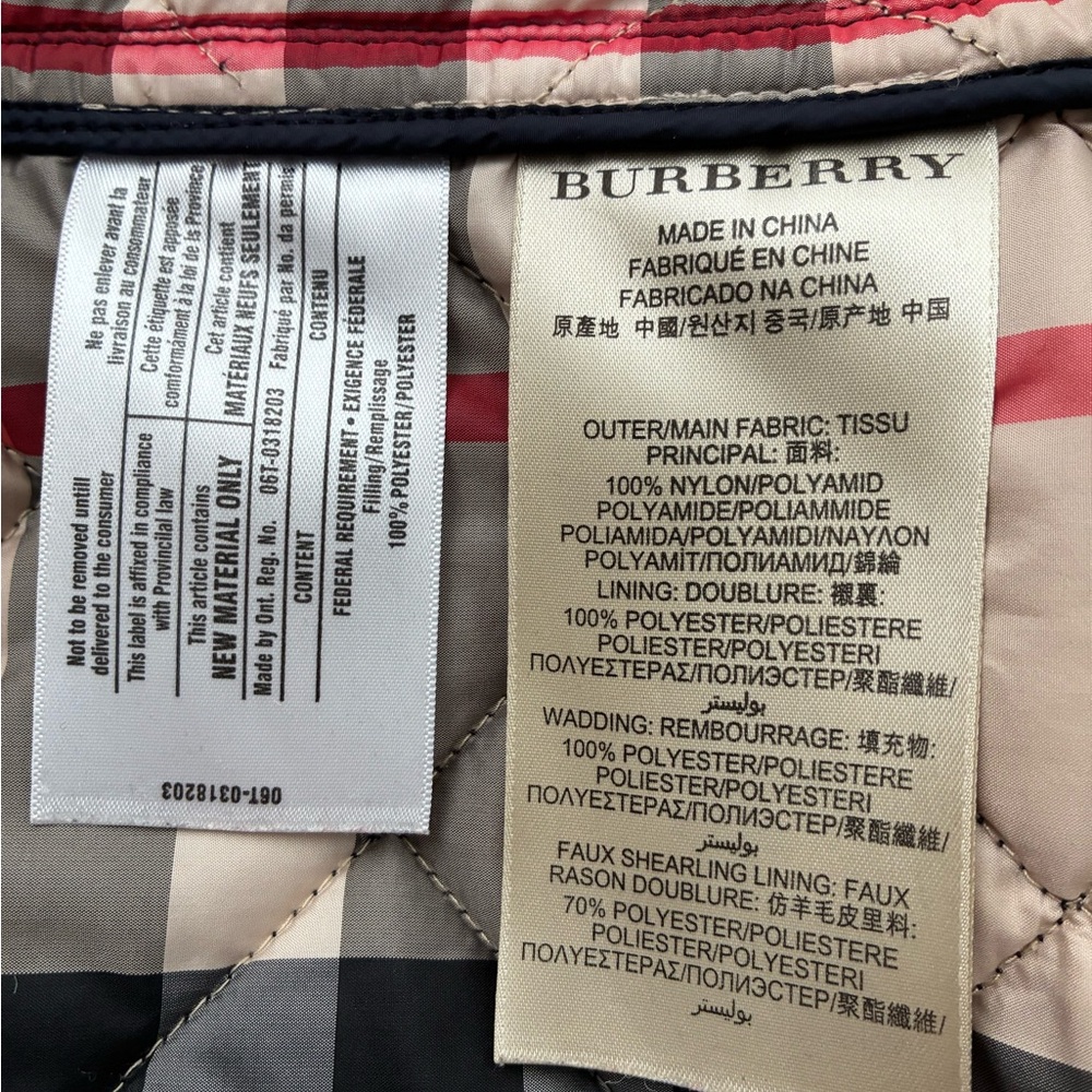 Burberry lDark Blue Quilted Pea Coat Car jacket with Black Shearling Collar L - Picture 10 of 12